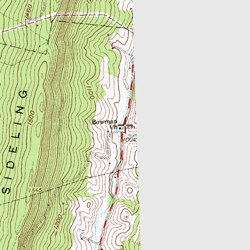Topographic Map of Bowman Church, PA