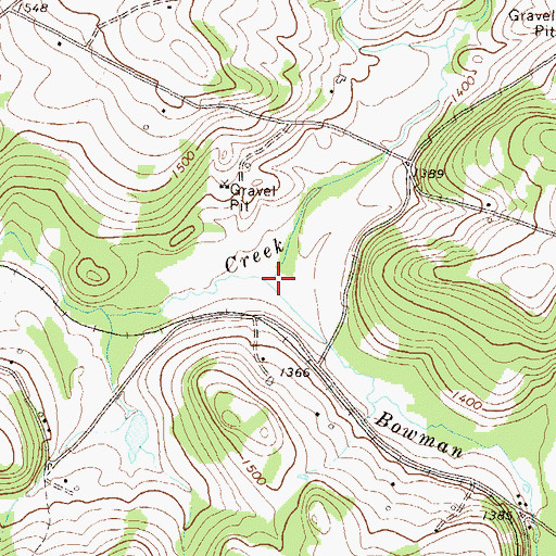 Topographic Map of Bowman Creek, PA
