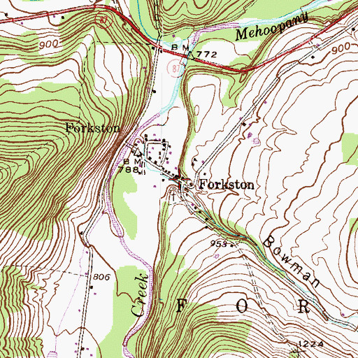 Topographic Map of Bowman Hollow, PA
