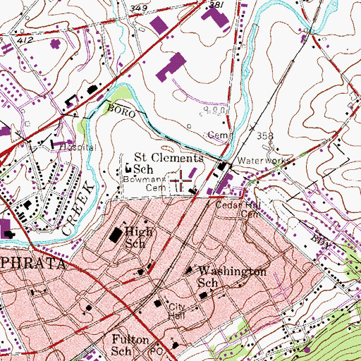 Topographic Map of Bowman Cemetery, PA