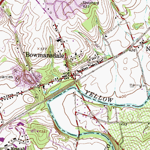 Topographic Map of Bowmansdale, PA
