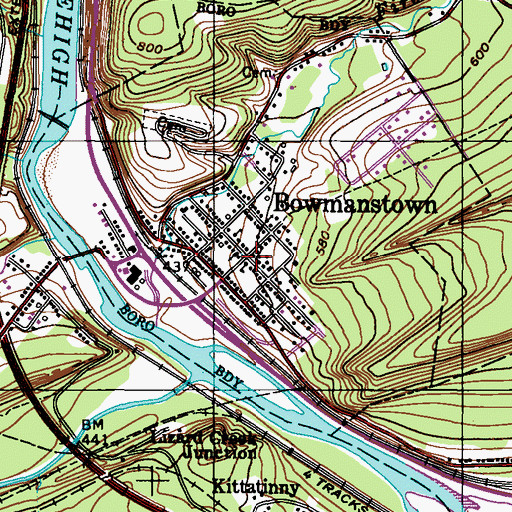 Topographic Map of Bowmanstown, PA