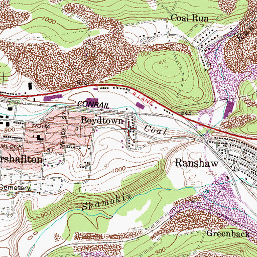 Topographic Map of Boydtown, PA