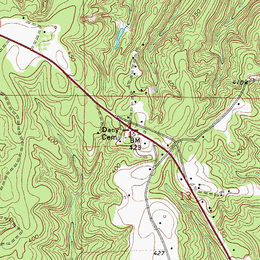 Topographic Map of Dacy Cemetery, AL