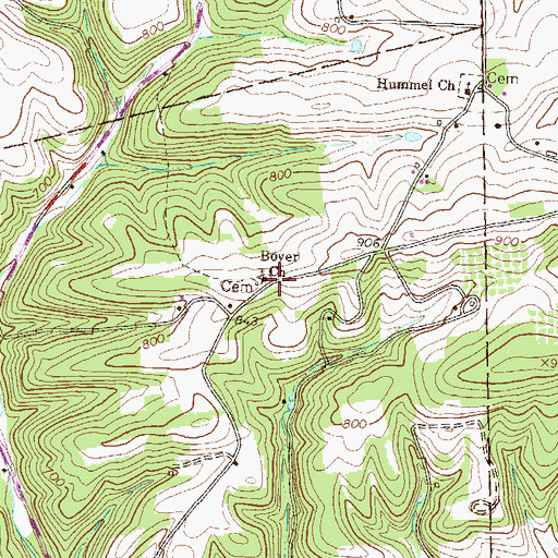 Topographic Map of Boyer Church, PA