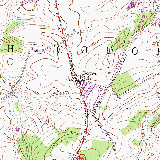 Topographic Map of Boyer School, PA