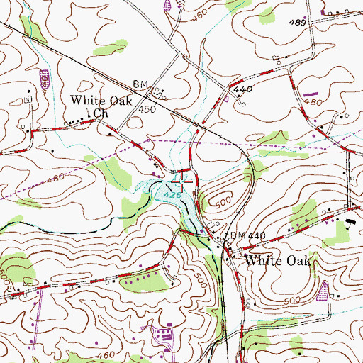 Topographic Map of Boyers Run, PA
