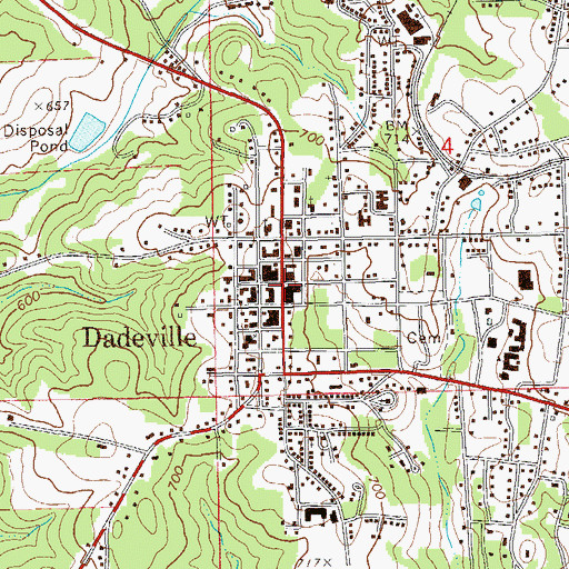Topographic Map of Dadeville, AL