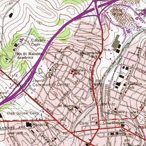 Topographic Map of Boyle School, PA