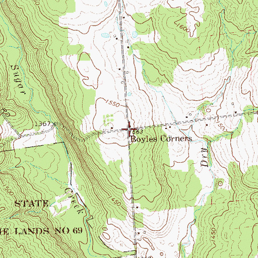Topographic Map of Boyles Corners, PA