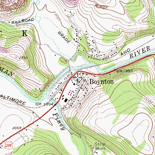 Topographic Map of Boynton, PA