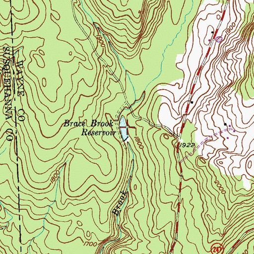 Topographic Map of Brace Brook Reservoir, PA