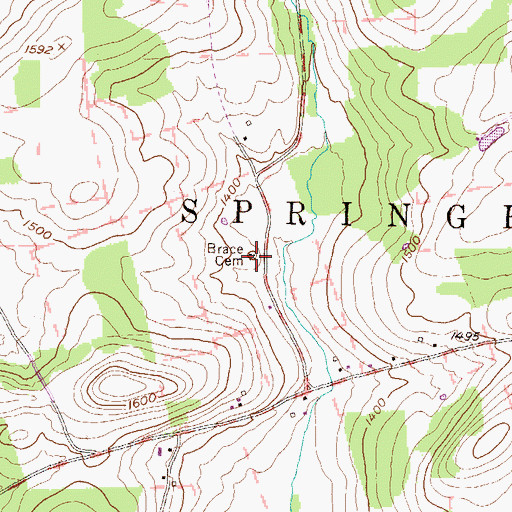 Topographic Map of Brace Cemetery, PA
