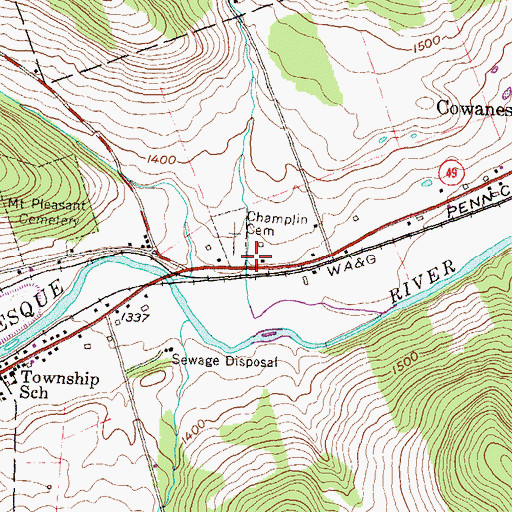 Topographic Map of Brace Hollow, PA
