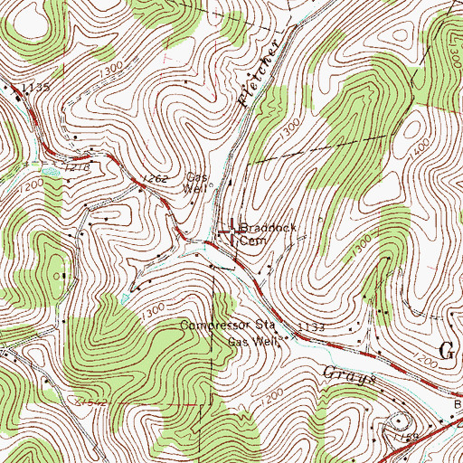 Topographic Map of Braddock Cemetery, PA
