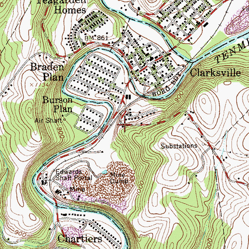 Topographic Map of Braden Plan, PA