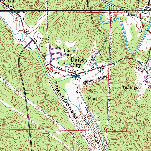 Topographic Map of Daisey City, AL