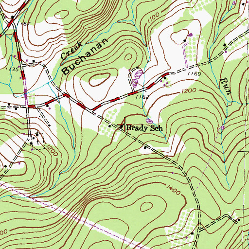 Topographic Map of Brady School, PA