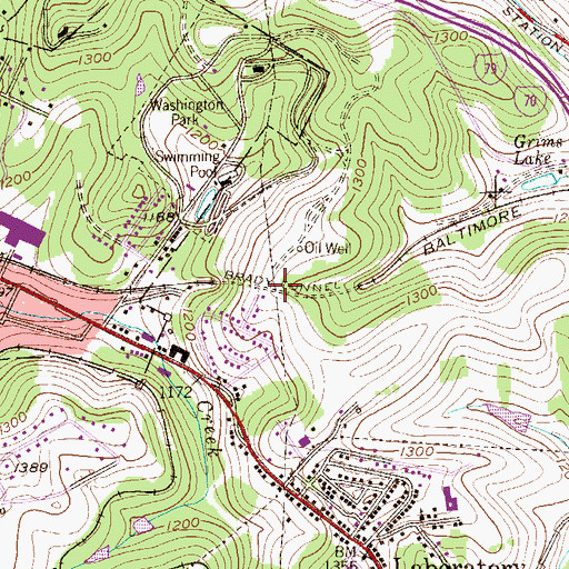 Topographic Map of Brady Tunnel, PA