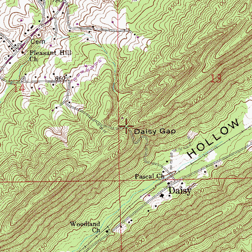 Topographic Map of Daisy Gap, AL