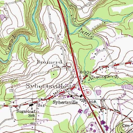 Topographic Map of Brainerd Church, PA