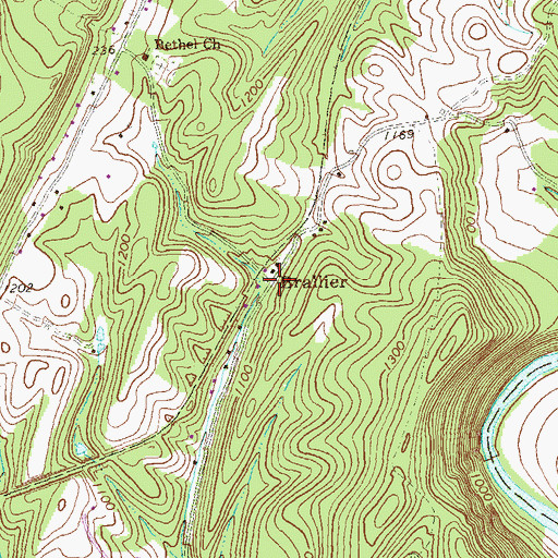 Topographic Map of Brallier, PA