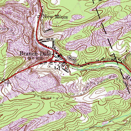 Topographic Map of Branch Dale, PA