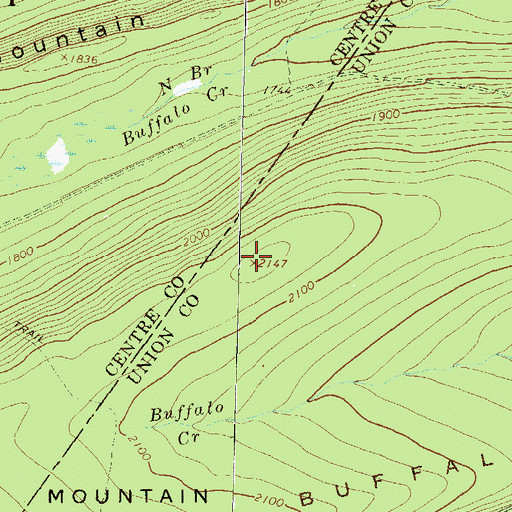 Topographic Map of Branch Mountain, PA