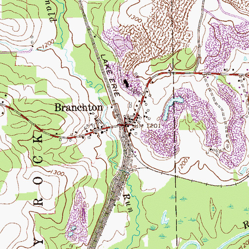 Topographic Map of Branchton, PA