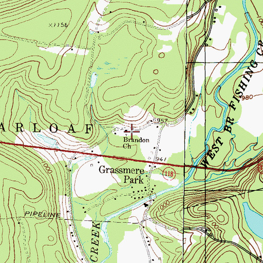 Topographic Map of Brandon Church, PA