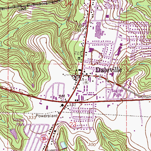 Topographic Map of Daleville, AL