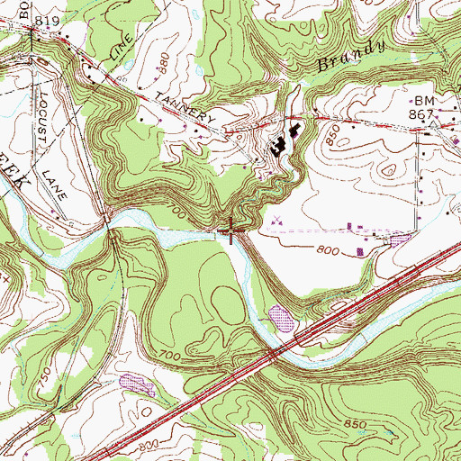 Topographic Map of Brandy Run, PA