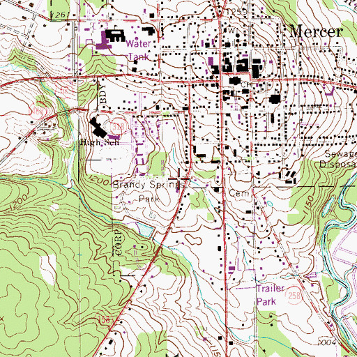 Topographic Map of Brandy Springs Park, PA