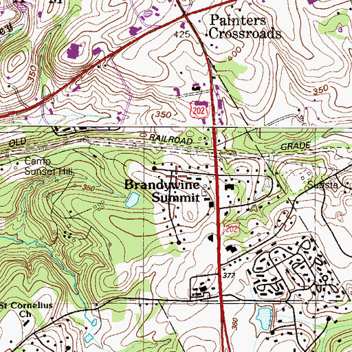 Topographic Map of Brandywine Summit, PA