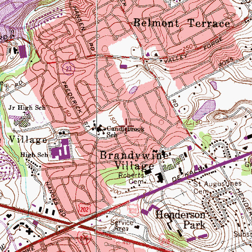Topographic Map of Brandywine Village, PA