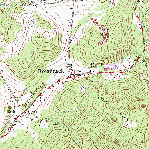 Topographic Map of Breakneck, PA