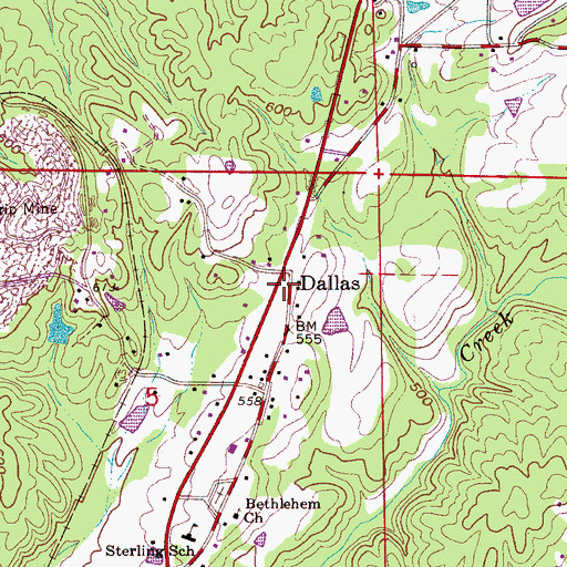 Topographic Map of Dallas, AL