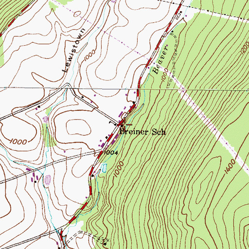 Topographic Map of Breiner School, PA