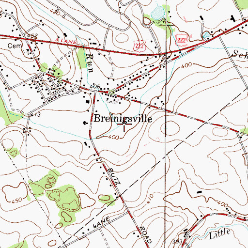 Topographic Map of Breinig Run, PA