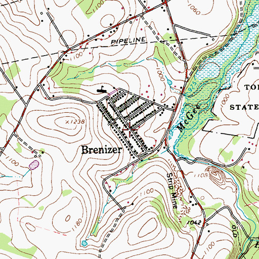 Topographic Map of Brenizer, PA