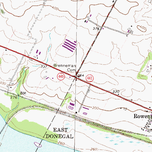 Topographic Map of Brenneman Cemetery, PA