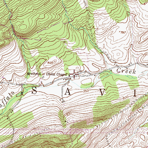 Topographic Map of Brethren in Christ Chapel, PA