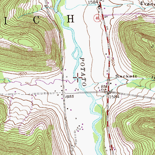 Topographic Map of Brewer Run, PA