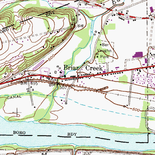 Topographic Map of Briar Creek, PA