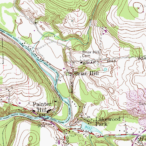 Topographic Map of Briar Hill, PA