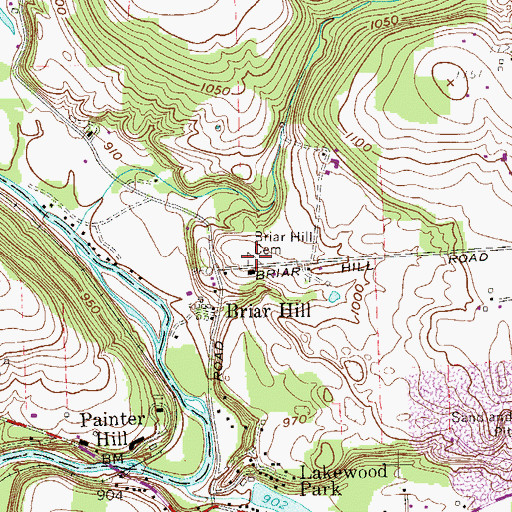 Topographic Map of Briar Hill Cemetery, PA