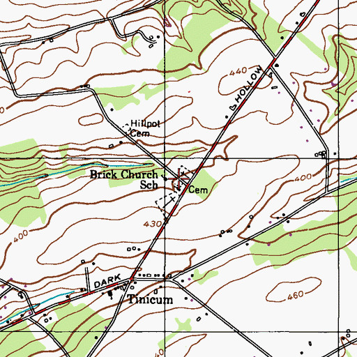 Topographic Map of Brick Church School, PA