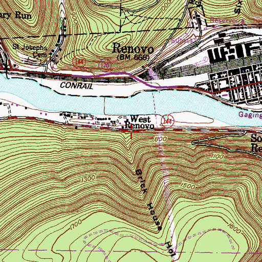 Topographic Map of Brick House Hollow, PA