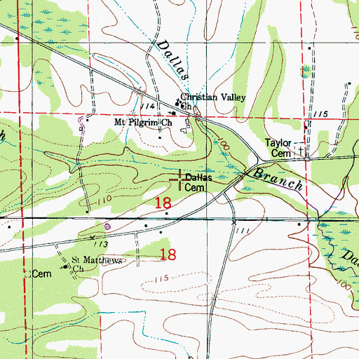 Topographic Map of Dallas Cemetery, AL