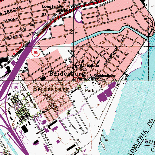 Topographic Map of Bridesburg, PA